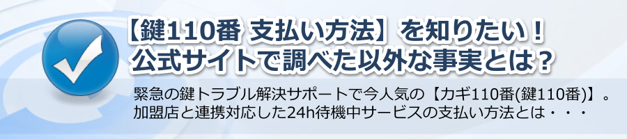 【鍵110番 支払い方法】を知りたい！公式サイトで調べた以外な事実とは？